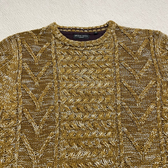 Men’s Wool Blend Chunky Cable Knit Crewneck Sweater M - Picture 2 of 6
